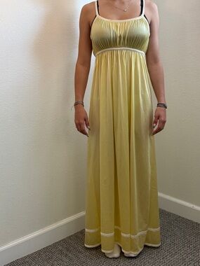 Vintage 60’s nightgown negligee yellow Empire-Waist Maxi unique prom dress